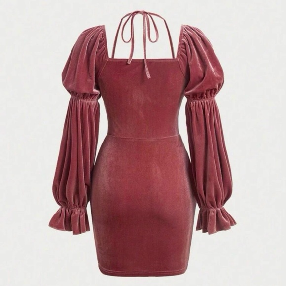 Coquette Rose Velvet Sweetheart Bust Goth Victorian Ruched Bodycon Vamp Dress - Picture 2 of 6